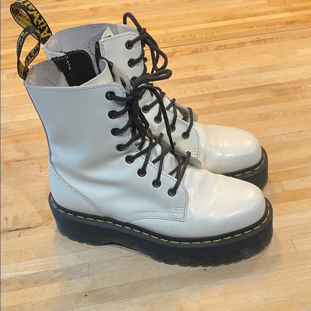 Dr. Martens White Platform Combat Boots
